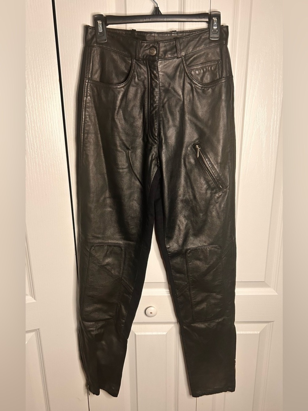 Harley Davidson Leather Riding Pants Womens 38 /‎ 10 Black Side Zipper Lined